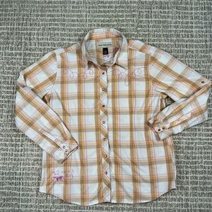 Women's BIT & BRIDLE Plaid Long Sleeve Button-Up Shirt sz XL